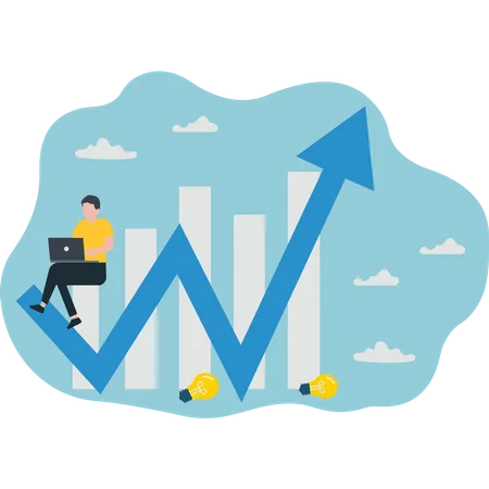 Homme faisant des analyses de données  Illustration