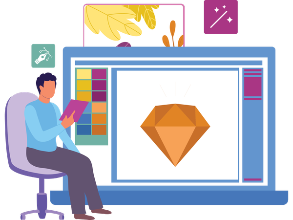 Homme faisant de l'artisanat numérique  Illustration