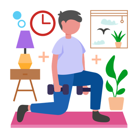 Homme faisant de la musculation  Illustration
