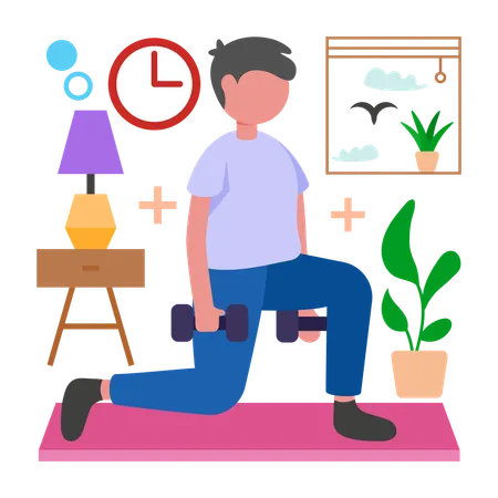 Homme faisant de la musculation  Illustration