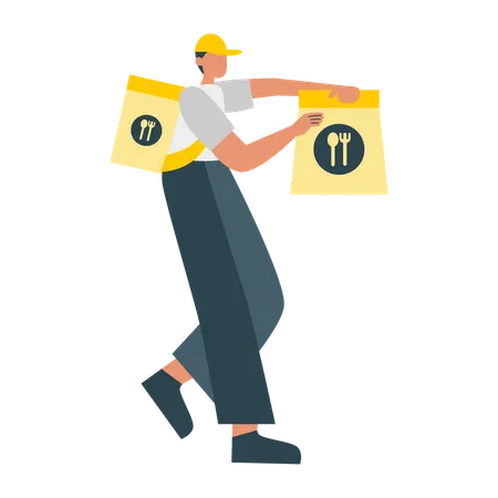 Homme faisant du courrier alimentaire  Illustration