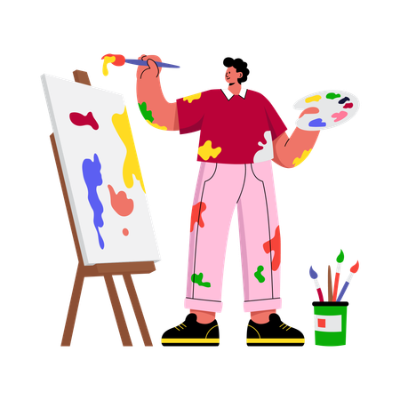Homme faisant de la peinture  Illustration