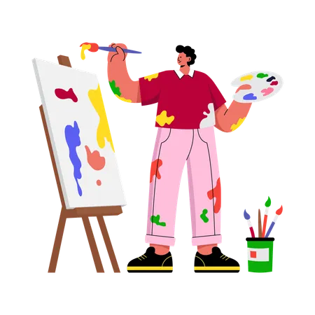 Homme faisant de la peinture  Illustration