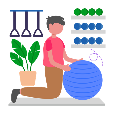 Un homme faisant de la physiothérapie  Illustration