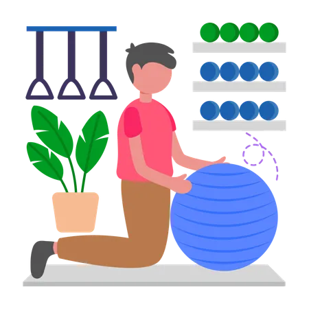 Un homme faisant de la physiothérapie  Illustration