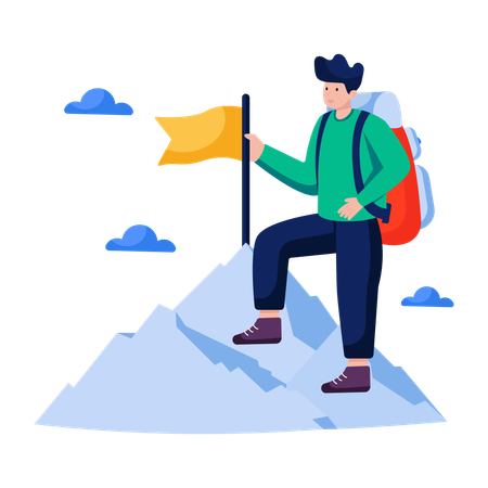 Homme faisant de la randonnée  Illustration