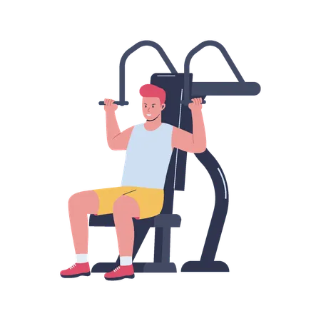 Homme faisant de l'exercice dans une salle de sport  Illustration