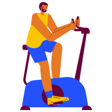 Homme faisant de l'exercice en utilisant un cycle de gym  Illustration