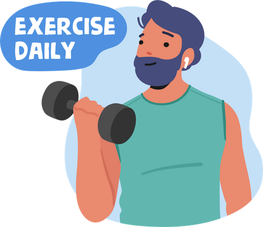 Homme faisant de l'exercice quotidien  Illustration