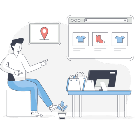 Homme faisant des achats en ligne  Illustration