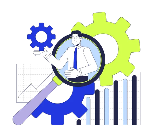 Homme effectuant des analyses commerciales numériques  Illustration