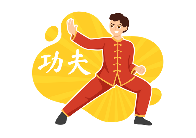 Homme faisant des arts martiaux  Illustration