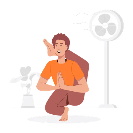 Homme pratiquant l'asana d'équilibre  Illustration