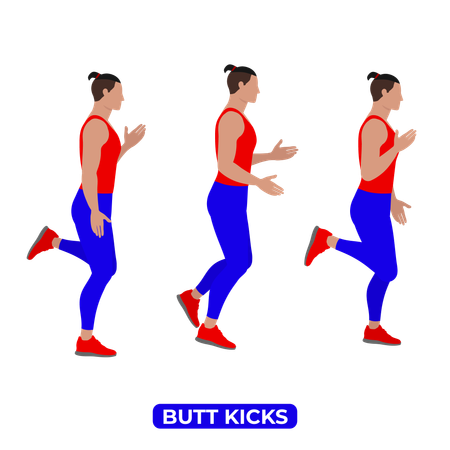 Homme faisant des exercices de coups de pied dans les fesses  Illustration