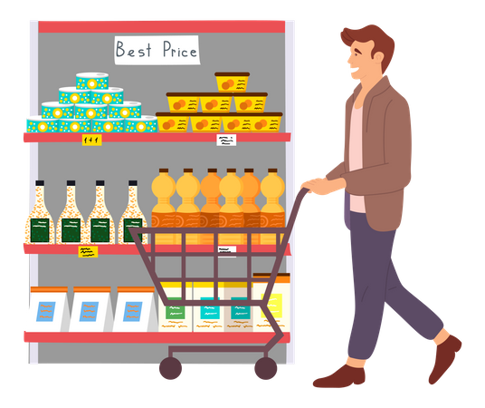 Homme faisant des courses  Illustration