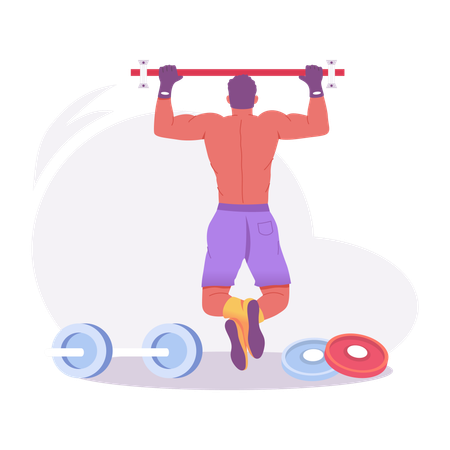 Un homme fait des exercices de traction  Illustration