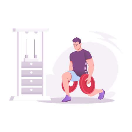 Homme faisant des exercices pour les jambes avec des poids  Illustration