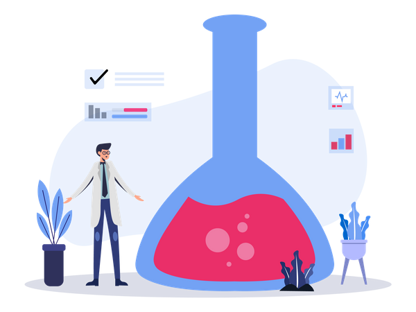 Homme faisant des expériences en laboratoire  Illustration