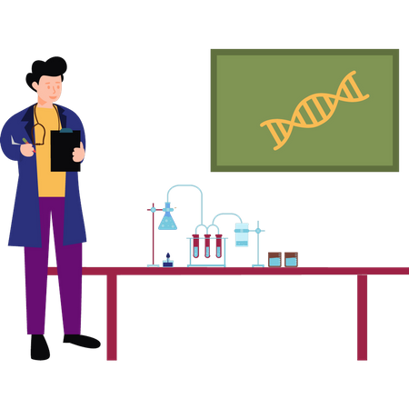 Homme faisant des expériences en laboratoire  Illustration