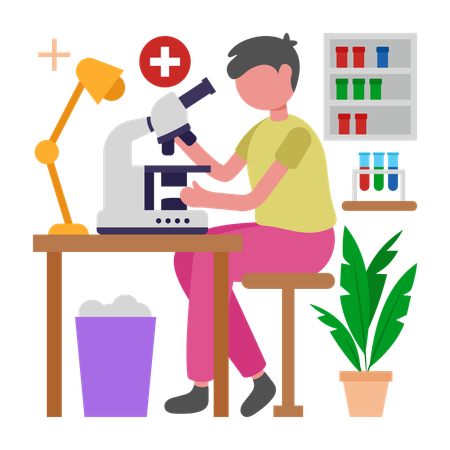 Homme faisant de la recherche médicale  Illustration