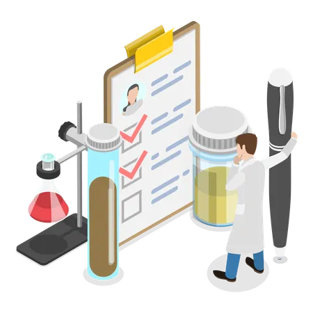 Un homme fait des tests médicaux  Illustration