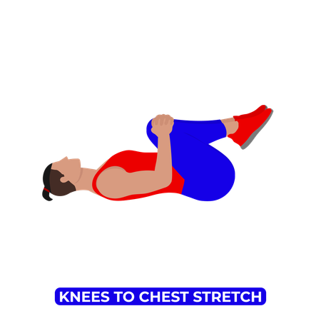 Homme faisant un étirement double du genou à la poitrine et aux fessiers  Illustration