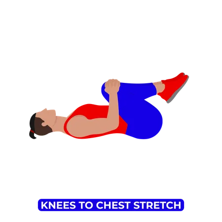 Homme faisant un étirement double du genou à la poitrine et aux fessiers  Illustration