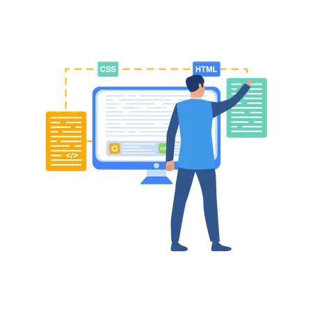 Homme faisant du développement de logiciels  Illustration