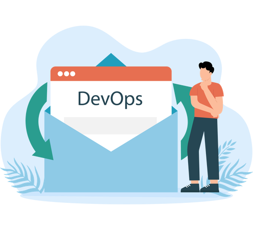 Homme faisant du marketing DevOps  Illustration