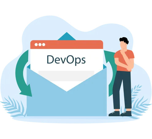 Homme faisant du marketing DevOps  Illustration