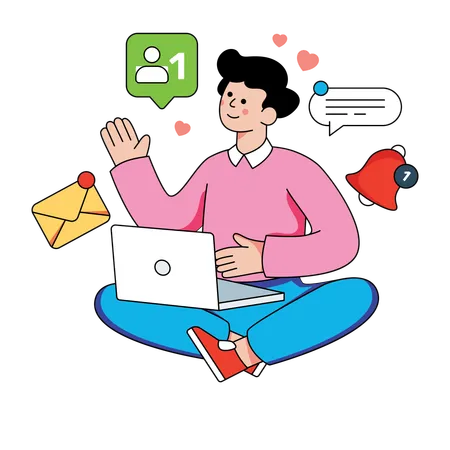 Homme faisant du marketing par courrier  Illustration