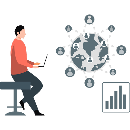 Homme faisant du marketing numérique  Illustration