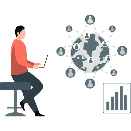 Homme faisant du marketing numérique  Illustration