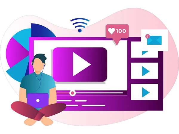 Homme faisant du marketing vidéo  Illustration