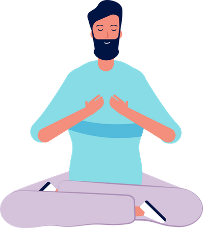 Homme faisant du yoga le matin  Illustration