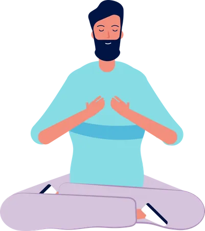 Homme faisant du yoga le matin  Illustration