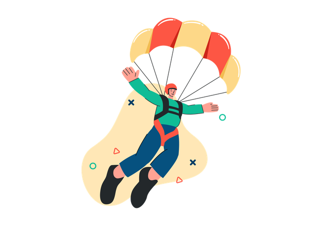 Un homme qui fait du parachutisme  Illustration