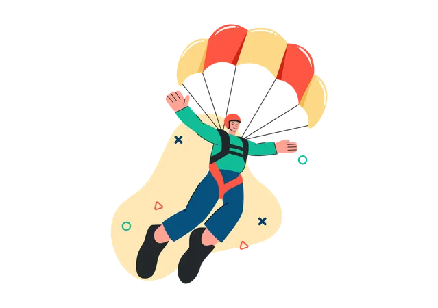 Un homme qui fait du parachutisme  Illustration