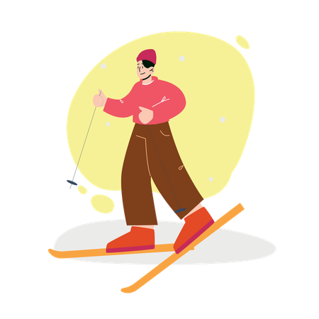 Homme faisant du ski  Illustration