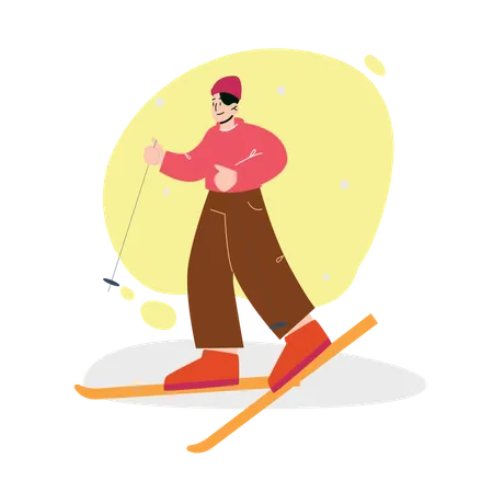 Homme faisant du ski  Illustration