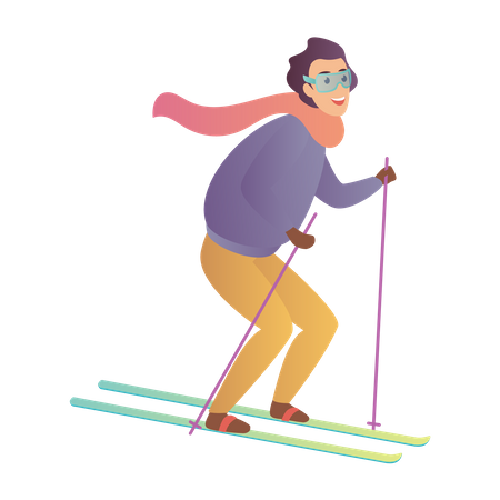 Homme faisant du ski  Illustration