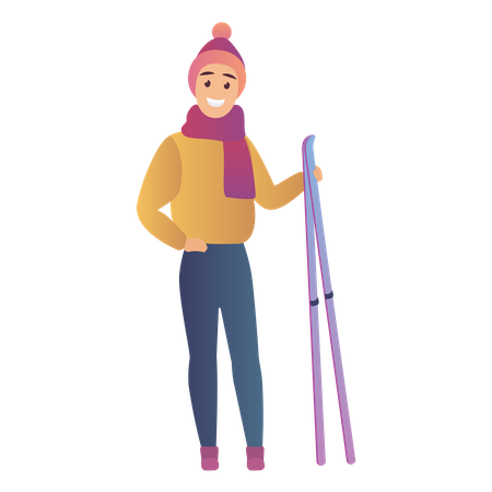 Homme faisant du ski  Illustration
