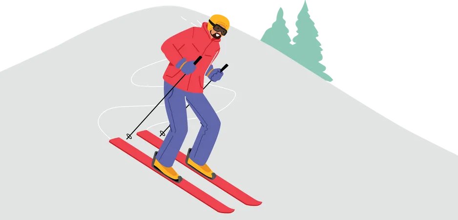 Homme faisant du ski sur glace  Illustration
