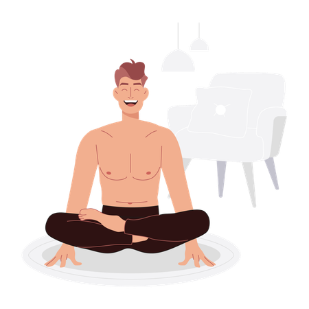 Homme faisant du yoga  Illustration