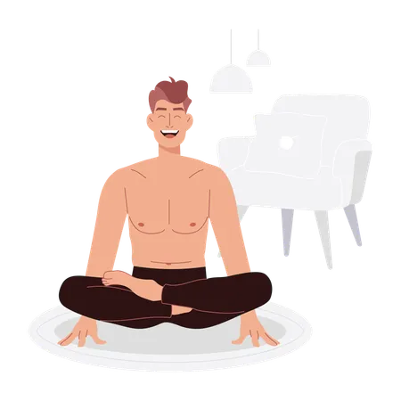 Homme faisant du yoga  Illustration