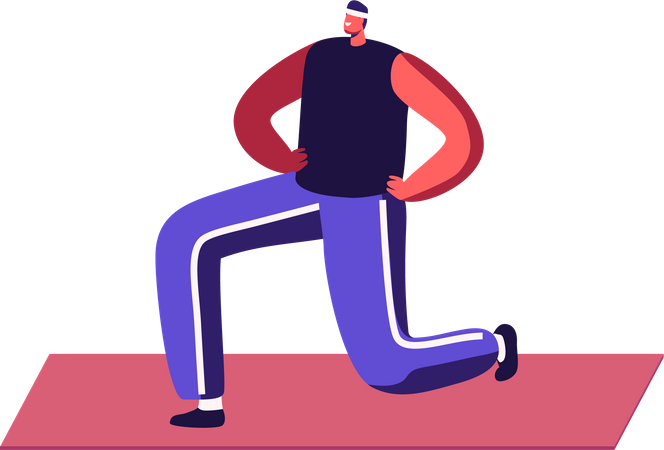 Homme faisant du yoga Asana ou des exercices d'aérobic  Illustration