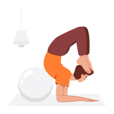 Homme faisant du yoga le matin  Illustration