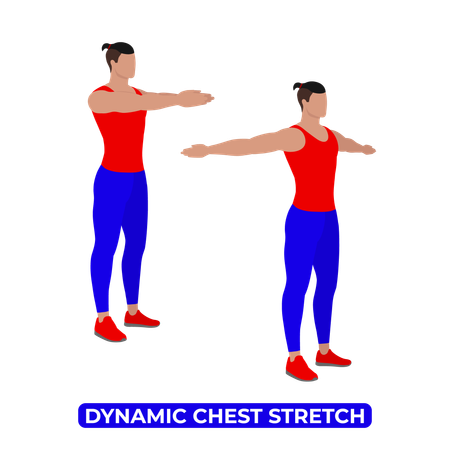 Homme faisant un étirement dynamique de la poitrine  Illustration