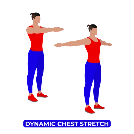 Homme faisant un étirement dynamique de la poitrine  Illustration