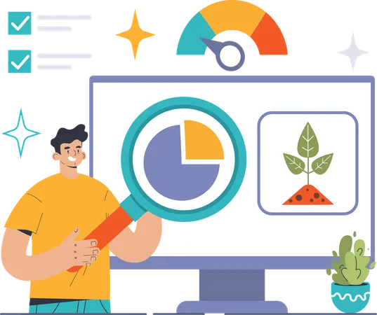 Homme faisant une analyse écologique  Illustration